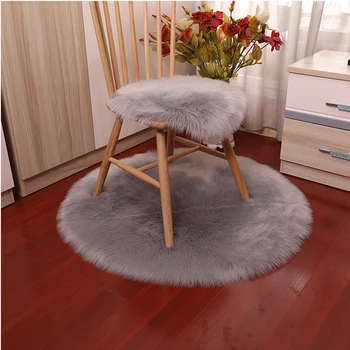 Мека малка изкуствена овча кожа килим стол капак спалня мат изкуствена вълна топло космат килим седалка миещи се 16 цвята кръг килим