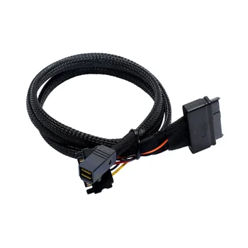 Мини SAS SFF8643 U.2 до 8639+15PIN захранващ кабел NVMe кабел за връзка с данни на твърдия диск SFF8643 към SFF8639 кабел на твърдия диск