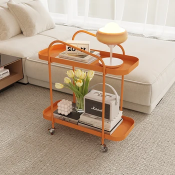 Минималистичен модерен странична маса количка правоъгълник метал Nordic движещи се маси за кафе с съхранение тесен маса бас дома мебели