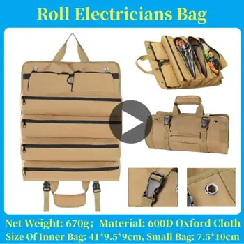 Многофункционален преносим Oxford Fabric Multi джоб домакински автомобилни инструменти за съхранение ролка торбичка хардуер комплект електротехник дръжка чанта