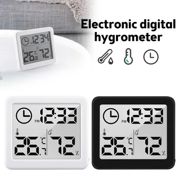 Многофункционален термометър Хигрометър Автоматичен електронен монитор за влажност на температурата Часовник 3.2inch голям LCD екран