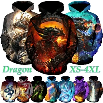 Мода Унисекс 3D принтирани Dragon Hoodie Casual Streetwear Hoodies Мъже Жени Chilren Дрехи Спортно облекло на открито Essentials Hoodies
