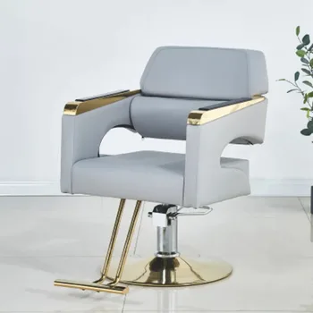 Модерни професионални бръснарски столове реколта светлина луксозна красота фризьорски стол въртящ се асансьор неръждаема стомана стол мебели