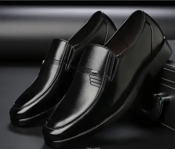 Модни мъжки ежедневни обувки PU кожа мъже на открито удобни дишащи мъжки обувки кръгли пръсти официална работа кожени обувки