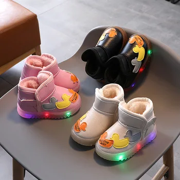 Момчета момичета Led обувки Детски светещи обувки Спортни бебешки ежедневни обувки Детски Led модни ботуши Размер 21-30 Ботуши Светещи маратонки