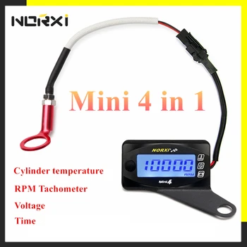 Мотоциклети температура на цилиндровата глава Напрежение Време RPM Norxi Mini 4 в 1 LED цифров дисплей Четворен метър за nmax с държач