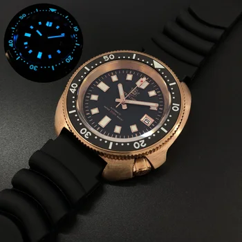  мъже автоматичен часовник, STEELDIVE бронзови мъжки часовници за гмуркане 20ATM водоустойчив механичен C3 светлинен часовник сапфир NH35 луксозна марка
