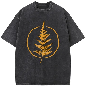 Мъжка златна версия растение Que риза с къс ръкав мода случайни измити тениска реколта лято памук белина T риза