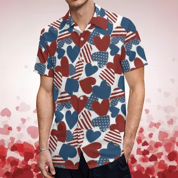 Мъжка основна графична риза Свети Валентин Блузи за гаджета Блузи за влюбени Ваканция Случайни празнична графика Camisas de Hombre