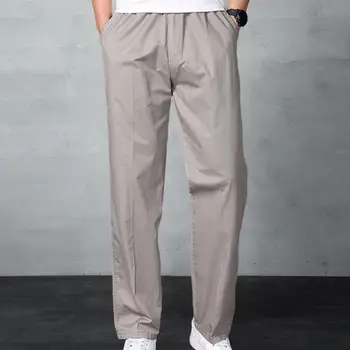 Мъжки Sweatpants гладка мека мъжки плюс размер карго панталони ластик средата талията широк крак множество джобове памук спортни панталони мъже