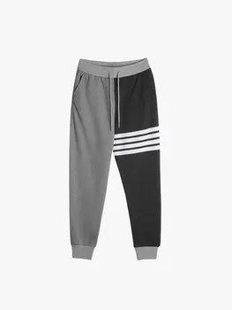 Мъжки Sweatpants цвят блокирани четири бара гамаши спортни панталони за двойки случайни висококачествени спортни еластични ежедневни панталони