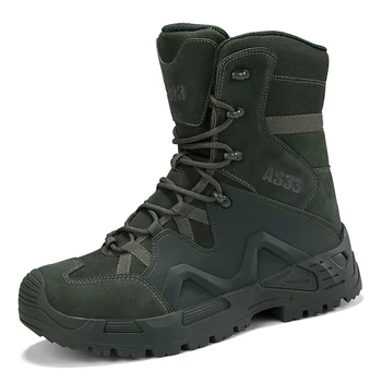 Мъжки бойни ботуши Военна тактическа модна тенденция Армейски ботуши Външни износоустойчиви туристически обувки Пустинни планински обувки за катерене