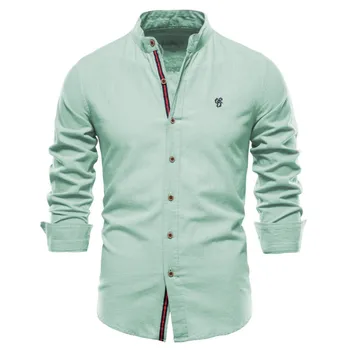 Мъжки висококачествен етикет за бродерия Памучна ленена риза Мода Нов Trendyol Луксозни ризи с дълъг ръкав за мъже Camisa Social 셔츠