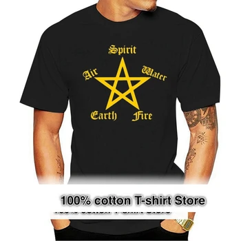 Мъжки дрехи Елементи Пентаграм тениска Смешна тениска Езическа природа Ретро магьосничество Сатана Тениска с къс ръкав Topsxs 4xl5xl