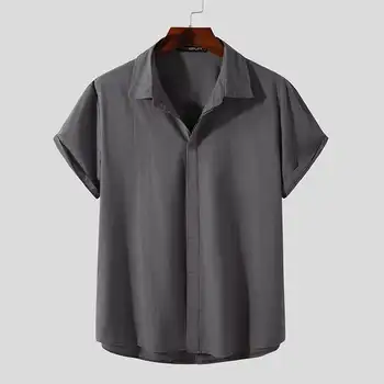 Мъжки ежедневни тънки плътни цветни ризи мъжки-s-top сив