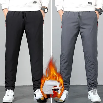 Мъжки зимни памучни подплатени панталони термични панталони ластик шнур удебелени джогъри спортно облекло улично облекло 5XL