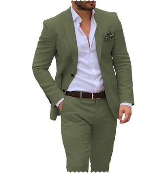Мъжки костюми Blazer комплекти панталони мъжки тънък джентълмен персонализирани две части 2023 младоженец смокинг мъжки homme сватба (Blazer + панталони)