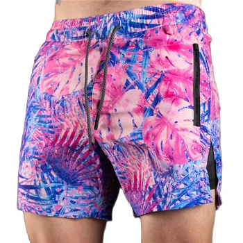 Мъжки нови летни спортове свободни ежедневни плажни куфари Отпечатани двойни панталони плюс размер шорти
