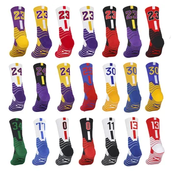 Мъжки номер Спортни чорапи до коляното 2023 Високо удебелени баскетболни чорапи Кърпа отдолу Колоездене Кошница за бягане Дете Възрастни калцетини С