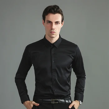 Мъжки ризи мъжки социални ризи ризи за мъже безплатна доставка Мъже Fashlon Блузи големи размери черни офис ризи за мъже дълго sle