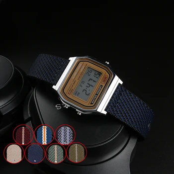 Найлонова лента за часовници за Casio Antique Electronic Cube Series Watch A158 A159 A168 A169 AE1200 MCW200 платно гривна мъжка каишка