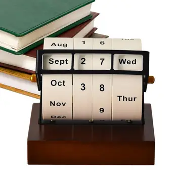 Настолен ротационен календар Седмици Месеци Вечен календар Въртящи се настолни орнаменти Календар за обратно броене за спалня кафене