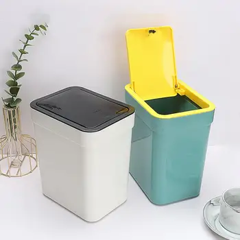 Натискане на тип мини кошче за боклук Подвижна спалня боклук може да се изхвърли кошче за боклук с капак Широко отваряне на държача за торби за боклук Sundries кофа за боклук