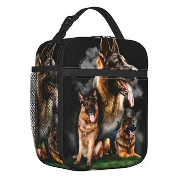 немско овчарско куче изолирана чанта за обяд за жени Преносим GSD животински вълк куче термичен охладител обяд мъкна деца училище деца