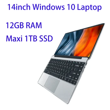 Нов 14 инчов тънък евтин лаптоп за преносими компютри 12GB RAM 1TB / 512GB / 256GB SSD Windows 10 четириядрен училищен нетбук лаптопи