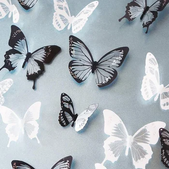 нов 18бр/лот Кристални пеперуди 3d стена стикер красива пеперуда хол за детска стая стена ваденки декорация