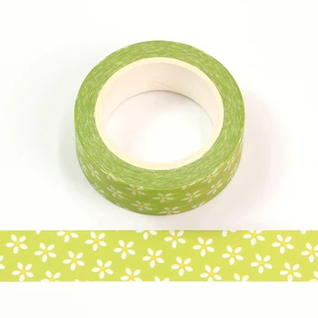 НОВ 1PC 10M / Lot декор Малък зелен цветен пролет Washi ленти DIY Scrapbooking Journaling Самозалепваща се лента Сладък канцеларски материали