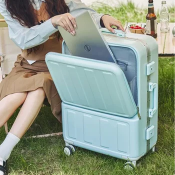 нов 20 инчов багаж количка кутия женски малък лек бординг случай многофункционални парола алуминиева рамка пътуване куфар