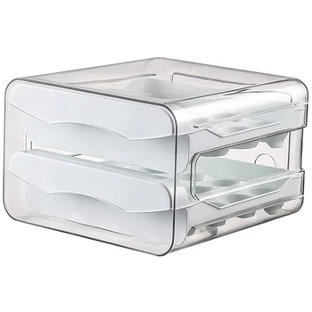 Нов 32 държач за яйца, домашна кутия за съхранение на яйца за хладилник, прозрачен 2-слоен контейнер за съхранение на пиле