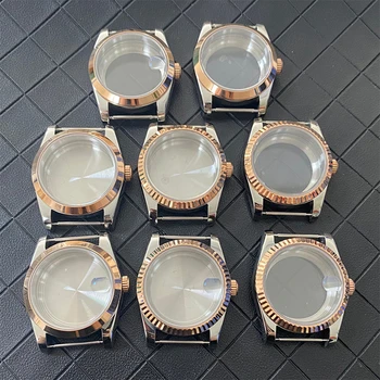 Нов калъф за часовник 39mm Розово сребро от неръждаема стомана сапфирно стъкло Nh35 корпус за NH35 NH36 4R Аксесоари за часовници за движение Части