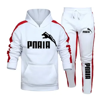 Нов комплект PNAIA за мъжка и дамска мода Sports Stripe Hoodie Casual от 2 части