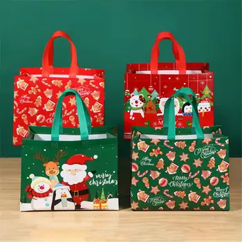 Нов печат чанта Коледа подарък чанта сгъваема пазарска чанта плажна чанта сгъваема чанта за съхранение карикатура нетъкан чанта голям капацитет