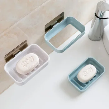 Нов удобен и прост двоен дренаж сапун кутия стена висящи баня проста и безшевна паста сапун багажник