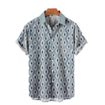 Нова лятна мъжка риза Aloha Funny Simple Pattern 3D Printing Fashion Shirt Unisex Harajuku Street Casual Short Sleeve Shirt Top