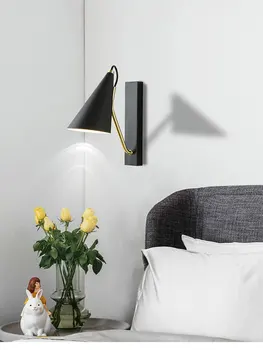 Нова модерна LED лампа за стена Nordic Creative Living Room Спалня Нощно легло Черно и бяло желязо стена лампа Офис бар бюро лампа