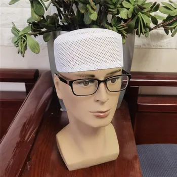 Нова модна мрежа Арабска мъжка шапка Еврейска Индия Молитвена шапка Дишаща мрежа Плосък връх Невинен хиджаб капачка за мъж ислямски мъжки шапки