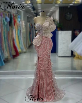 Нови специални руж розови вечерни рокли русалка без ръкави кристали абитуриентски рокли 2023 Халати De Soirée Годежни рокли по поръчка