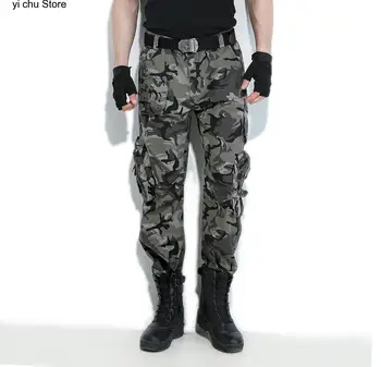 Нови тактически панталони за облекло Военни ежедневни мулти джобове Карго панталони Мъжка армия Зелен камуфлажен джогинг Camo Pantalon Homme
