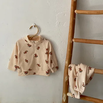 Ново детско и детско облекло Комплект за новородено Южна Корея Есенен бебешки комплект Момчета и момичета Памук Сладко малко мече Casual Home Set