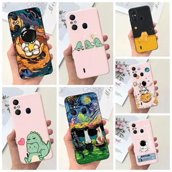 Ново за ITEL A58 Case Cartoon Astronaut Dinosaur Soft Silicone Black Pink Cover For ITEL A58 A49 6.6