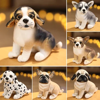 Ново пристигане 18CM симулация Сладко куче плюшени играчки Прекрасно хъски Акита ротвайлер животински кукли пълнени меки Коледа подарък