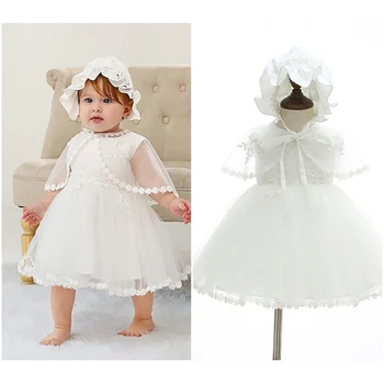 Новородено бебе момиче рокля парти рокли за момичета принцеса рокля дантела кръщене рокля 1 година рожден ден бебе облекло бяло кръщение