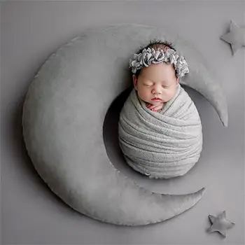 Новородено фотография подпори аксесоари позиращ полумесец възглавница звезди 5бр / комплект студио бебе фото декорация Moon Fotografia