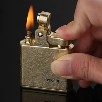 Оригинална честна запалка керосин за мъже, запалване на ретро метална преса, мъжки джаджи за пушене на цигари, запечатано масло, подаръчна кутия