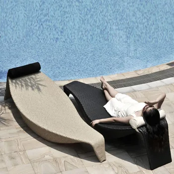 Открит лист с регулируема облегалка ваканционен хотел балкон отдих ратан стол вила басейн градина ратан плаж recliner