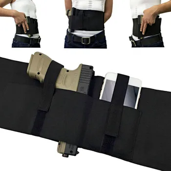 Открит многофункционален тактически колан за чанта на талията, еластична гумена лента, черна предпазна опора за талията, 15x95cm